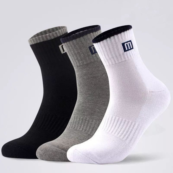 Men's Half Socks, 6 Pairs, "M" Letter