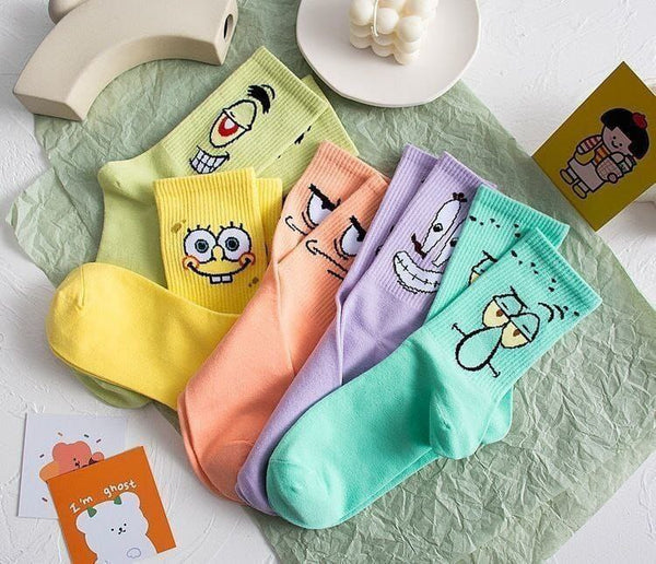 6 Pairs Long SpongeBob Socks Set