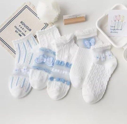 Women's Chiffon White Milky Butterfly 6 Pairs