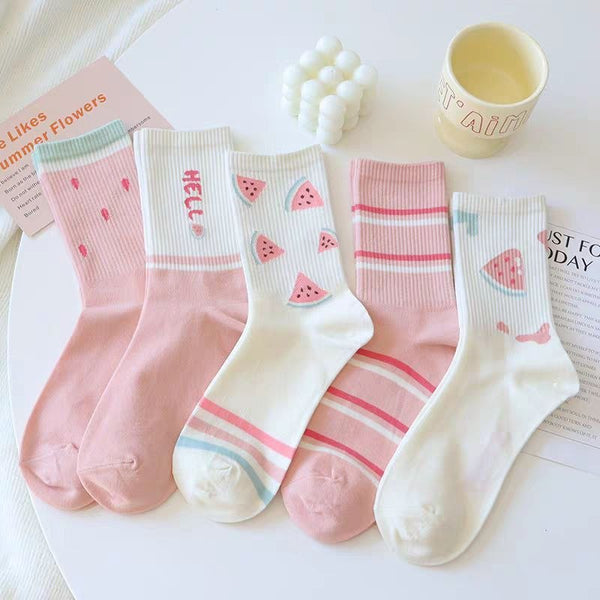 Long Watermelon Socks - 6 Pairs