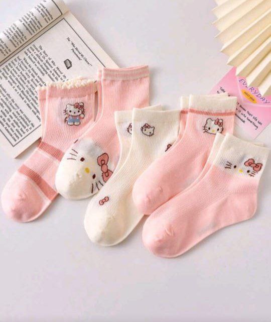 Kitty Half Socks 6 Pairs for Women