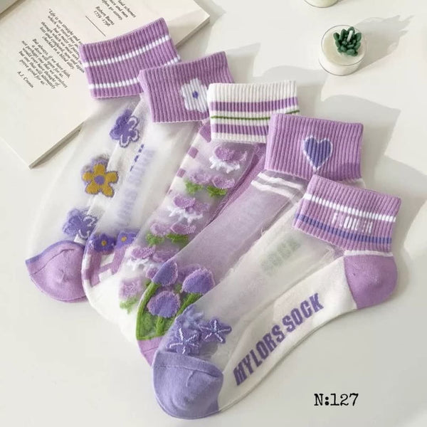 Chiffon 6 Pairs Women's - Purple Model
