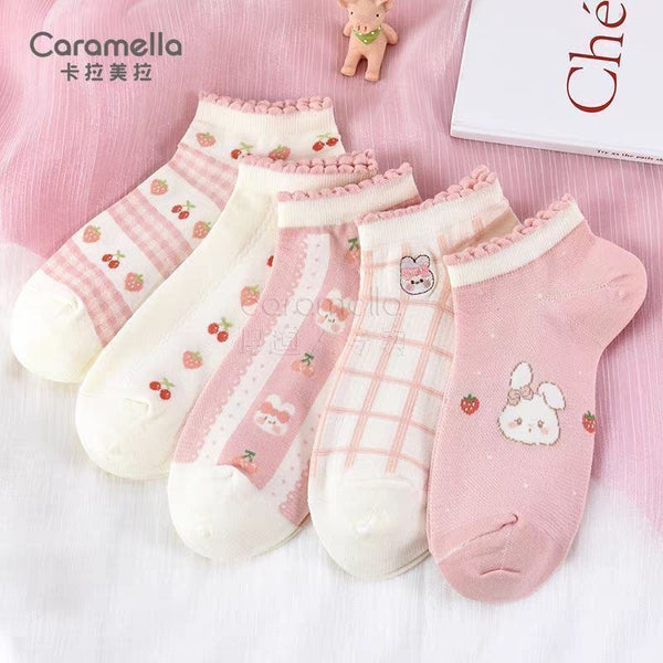 Strawberry Cherry 6 Pairs Women's Socks