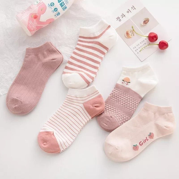 Women's Peach 6 Pairs Socks